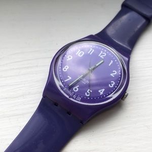 purple watch swatch swiss